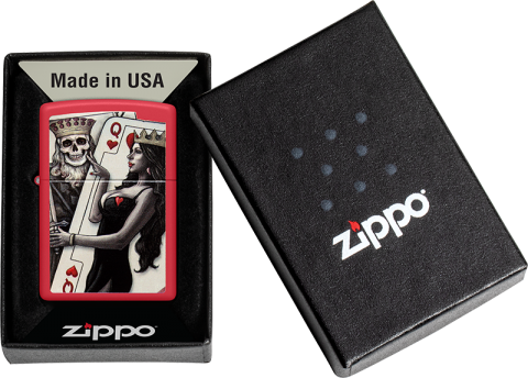 48624 Skull King & Queen of Hearts Windproof Lighter