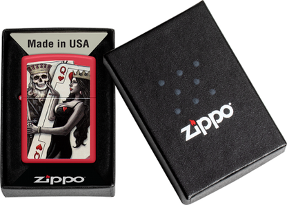 48624 Skull King & Queen of Hearts Windproof Lighter