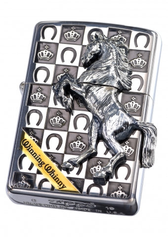 ZA-5-3D 尊爵皇冠鐵騎(亮黑銀)防風打火機