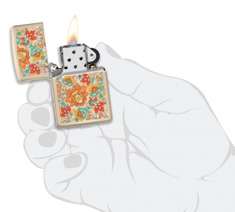 49770 Classic Floral Design Windproof Lighter