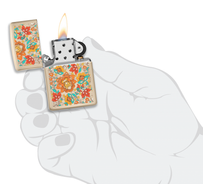 49770 Classic Floral Design Windproof Lighter