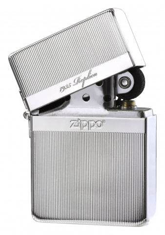 ZA-3-136B 1935 Replica Striped Windproof Lighter – Silver