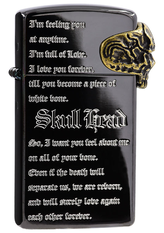 ZA-6-O17 16BN BABY SKULL METAL (Black Ice) Windproof Lighter