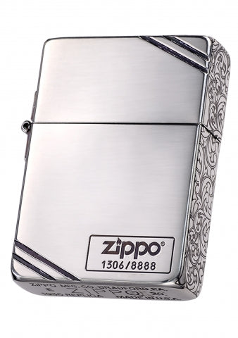 ZA-3-167B 1935 Replica Diagonal Vine Pattern Windproof Lighter – Polished Silver