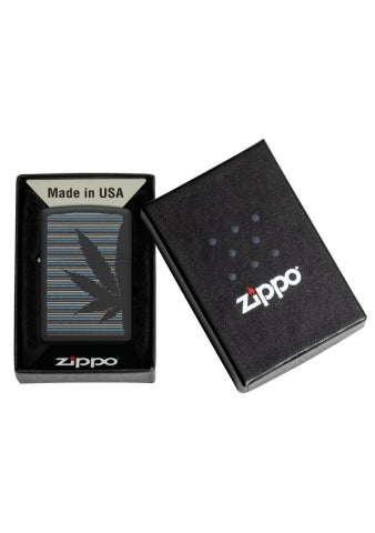 48927 Black Cannabis Design Windproof Lighter