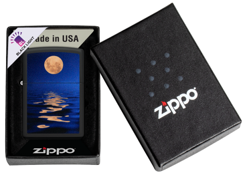 49810 Full Moon Over the Sea (Fluorescent) Windproof Lighter (Includes one blue light keychain - random color)