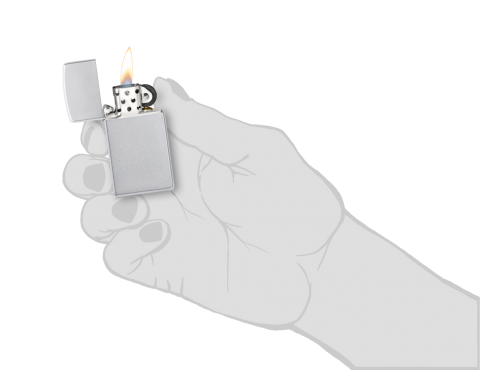 1605 Slim Satin Chrome Windproof Lighter