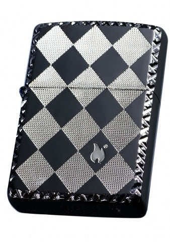 ZA-3-48B Diamond Pattern Windproof Lighter – Bright Silver