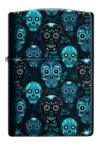 46017 Sugar Skull Windproof Lighter (Includes Blue-Light Keychain, Assorted Color)
