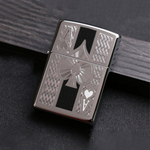 24196 Deeply Engraved Ace of Spades Windproof Lighter