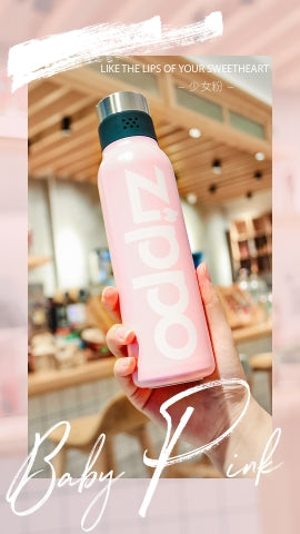 運動風不鏽鋼保溫瓶(少女粉)360ml