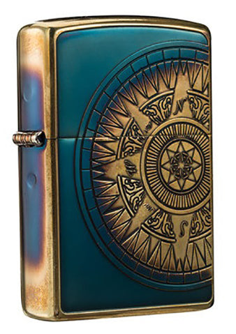 ZA-3-101A Compass Nautical Chart (Smoked Black Gold) Windproof Lighter