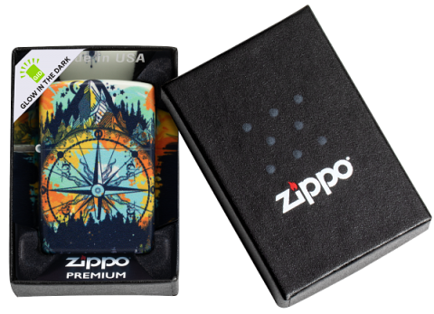49805 Surround Adventure Compass (Glow-in-the-Dark Paint) Windproof Lighter (Includes one blue light keychain - random color)