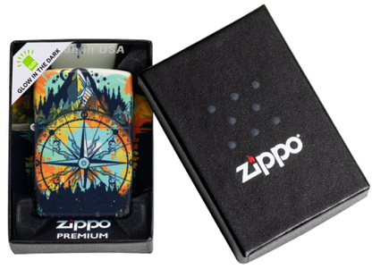 49805 Surround Adventure Compass (Glow-in-the-Dark Paint) Windproof Lighter (Includes one blue light keychain - random color)