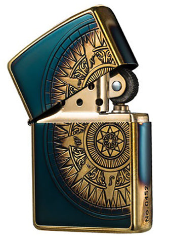ZA-3-101A Compass Nautical Chart (Smoked Black Gold) Windproof Lighter