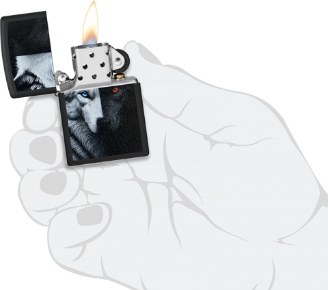 46694 Two Wolves Within Windproof Lighter
