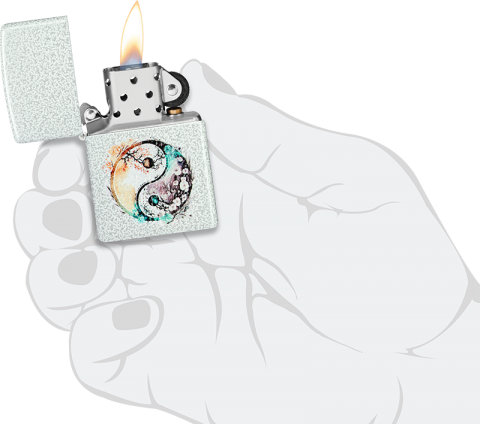 46249 Yin Yang Floral Windproof Lighter