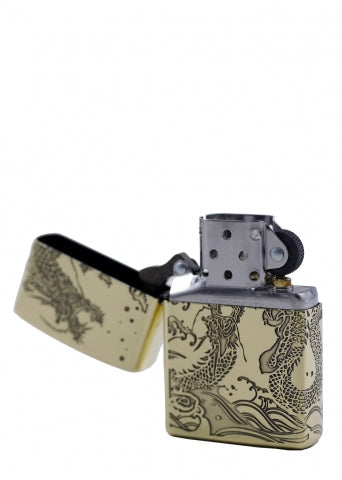 ZA-3-39A Twin Sea Dragons Windproof Lighter – Gold