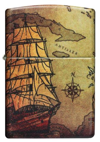 49355 Pirate Ship Map Windproof Lighter
