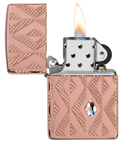 49702 Armor® Rose Gold Geometric Crystal Windproof Lighter
