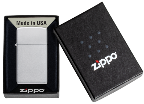 1605 Slim Satin Chrome Windproof Lighter