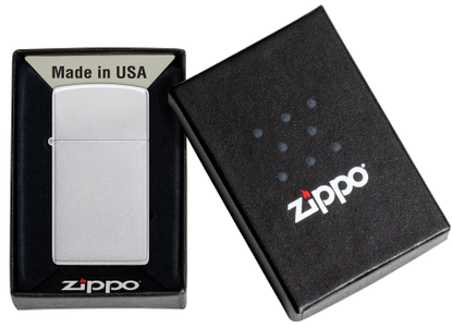 1605 Slim Satin Chrome Windproof Lighter