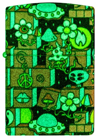 48779 Cosmic Community Windproof Lighter (Includes Blue-Light Keychain, Assorted Color)