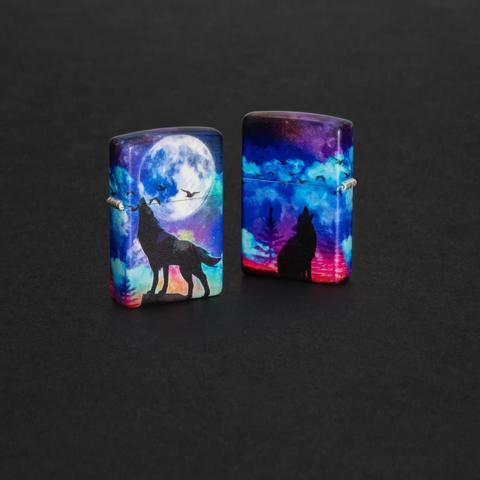 49683 Wraparound Howling Wolf Windproof Lighter