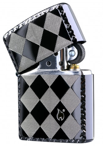 ZA-3-48B Diamond Pattern Windproof Lighter – Bright Silver
