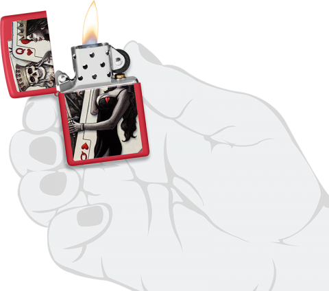 48624 Skull King & Queen of Hearts Windproof Lighter