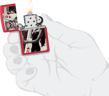 48624 Skull King & Queen of Hearts Windproof Lighter