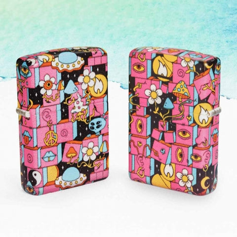 48779 Cosmic Community Windproof Lighter (Includes Blue-Light Keychain, Assorted Color)