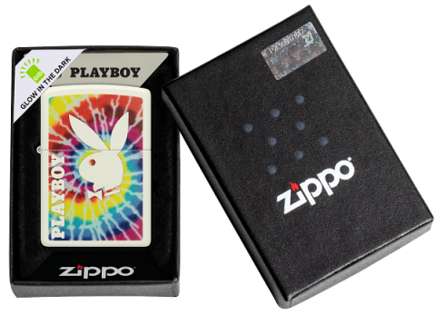 48373 Playboy Windproof Lighter (Includes Blue-Light Keychain, Assorted Color)