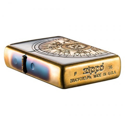 ZA-3-101A Compass Nautical Chart (Smoked Black Gold) Windproof Lighter
