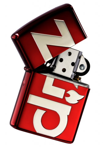 ZA-3-234A Classic Logo Windproof Lighter – Ruby Red & Silver